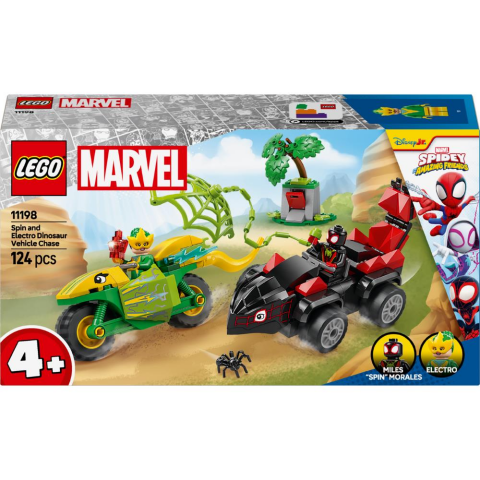 LEGO® Marvel Spidey ve İnanılmaz Arkadaşları Spin ve Electro Dinozor Aracı Takibi 11198