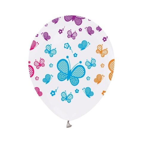 Çepeçevre Renkli Kelebekler Bask. 12'' Balon 8'li