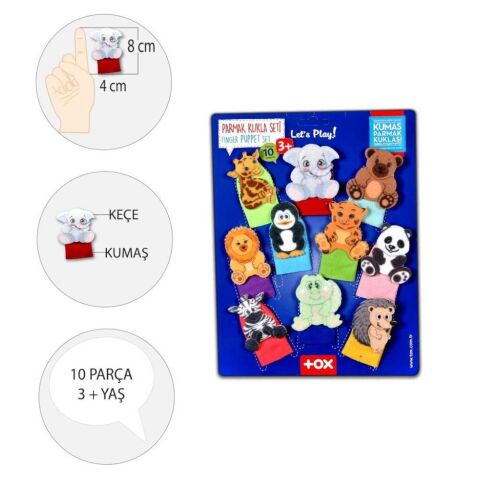 10 Parça Vahşi Hayvanlar Parmak Kukla Set