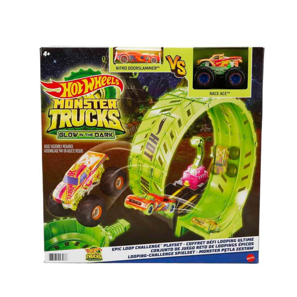 Hot Wheels Monster Trucks Karanlıkta Parlayan Çemberde Yarış Seti HBN02
