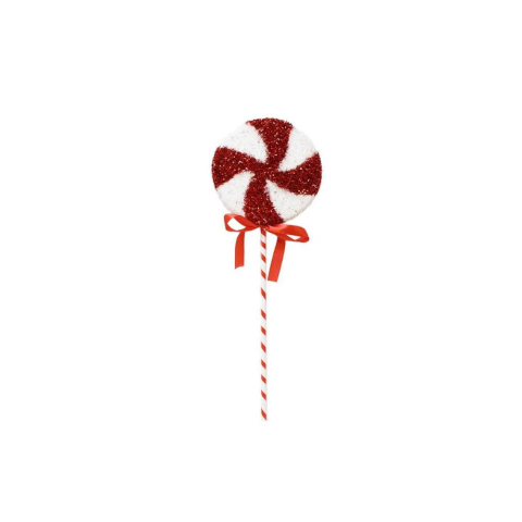 Yılbaşı Ağaç Süsü Dekoratif Simli Lolipop Şeker 45 cm