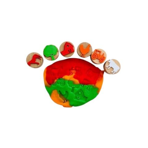 ChildGen Play Dough Childgen Ahşap Damga Set 6'lı - Çiftlik