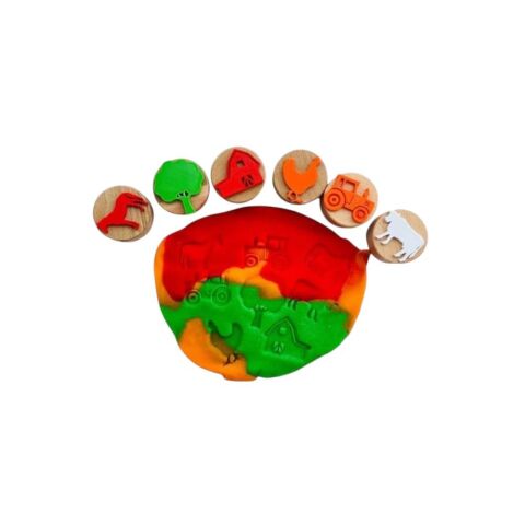 ChildGen Play Dough Childgen Ahşap Damga Set 6'lı - Çiftlik