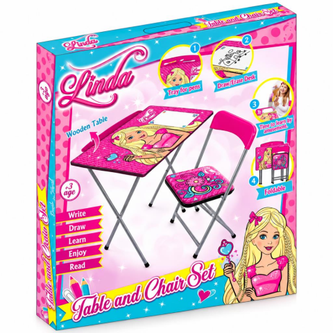 Kız Çocuk Pembe Linda Ders Çalışma Masası