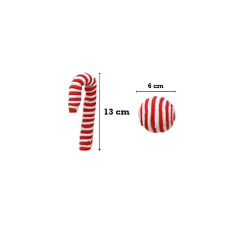 Yılbaşı Dekor Süsleri Baston Şeker Top Figürlü Garland Kırmızı Beyaz 180 cm