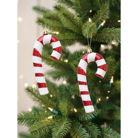 Yılbaşı Ağaç Süsü Baston Şeker Figürlü Kırmızı-Beyaz 14 cm 2'li
