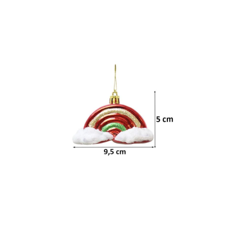 Yılbaşı Ağaç Süsü Gökkuşağı ve Bulut Figürlü Kırmızı 5 cm 2'li Set