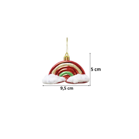Yılbaşı Ağaç Süsü Gökkuşağı ve Bulut Figürlü Kırmızı 5 cm 2'li Set