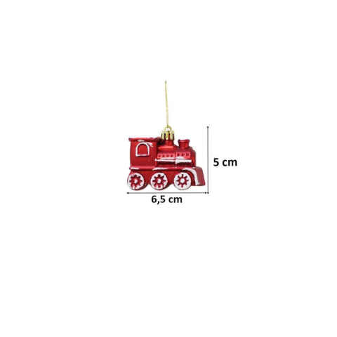 Yılbaşı Ağaç Süsü Tren Figürlü Kırmızı 5 cm 2'li Set