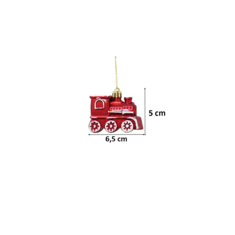 Yılbaşı Ağaç Süsü Tren Figürlü Kırmızı 5 cm 2'li Set