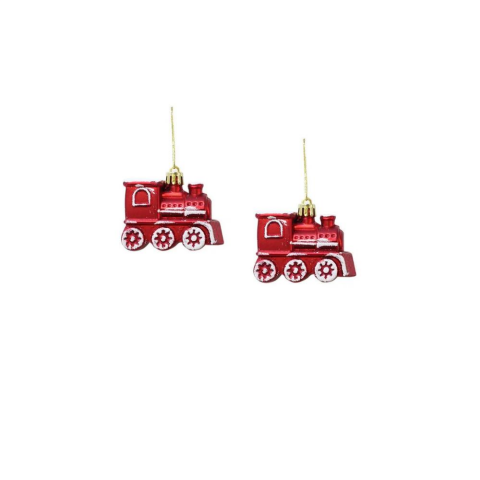 Yılbaşı Ağaç Süsü Tren Figürlü Kırmızı 5 cm 2'li Set
