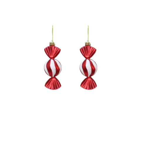 Yılbaşı Ağaç Süsü Kırmızı-Beyaz Şeker Figürlü 10 cm 2'li Set