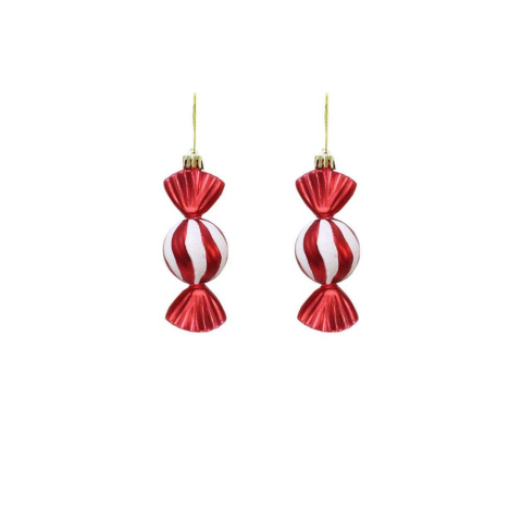 Yılbaşı Ağaç Süsü Kırmızı-Beyaz Şeker Figürlü 10 cm 2'li Set