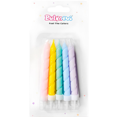 Spiral Makaron Karışık Mum 10'lu