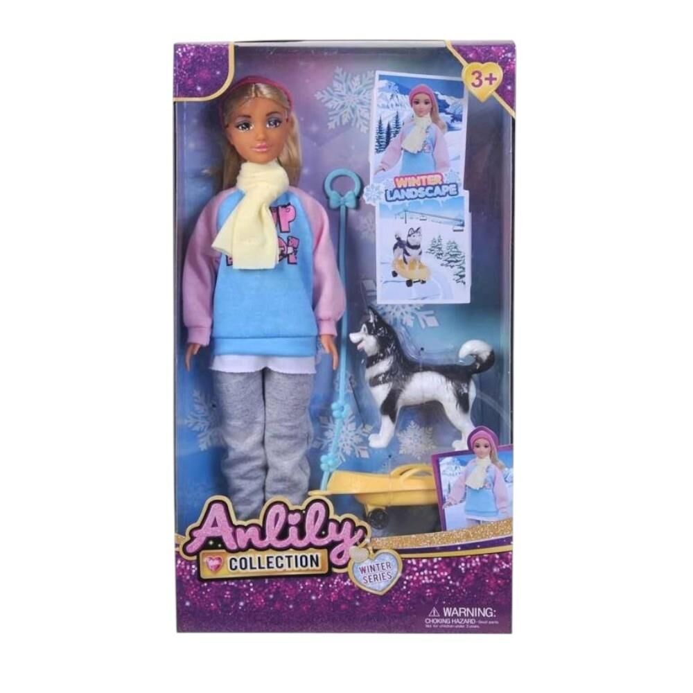 Anliliy Bebek Köpekli Kızak Seti