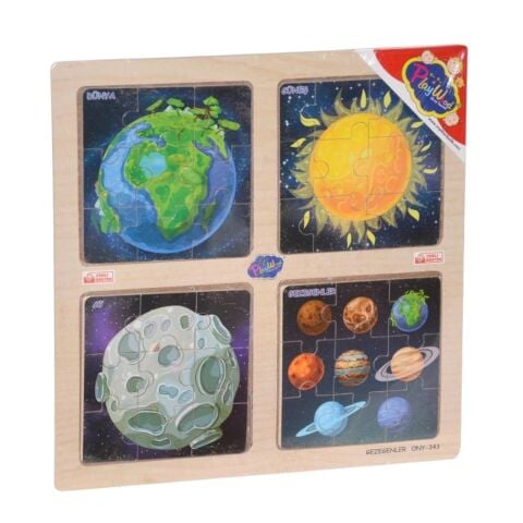 Ahşap Eğitici 4lü Puzzle Gezegenler Denizaltı
