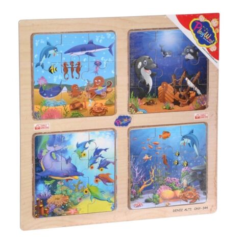 Ahşap Eğitici 4lü Puzzle Gezegenler Denizaltı