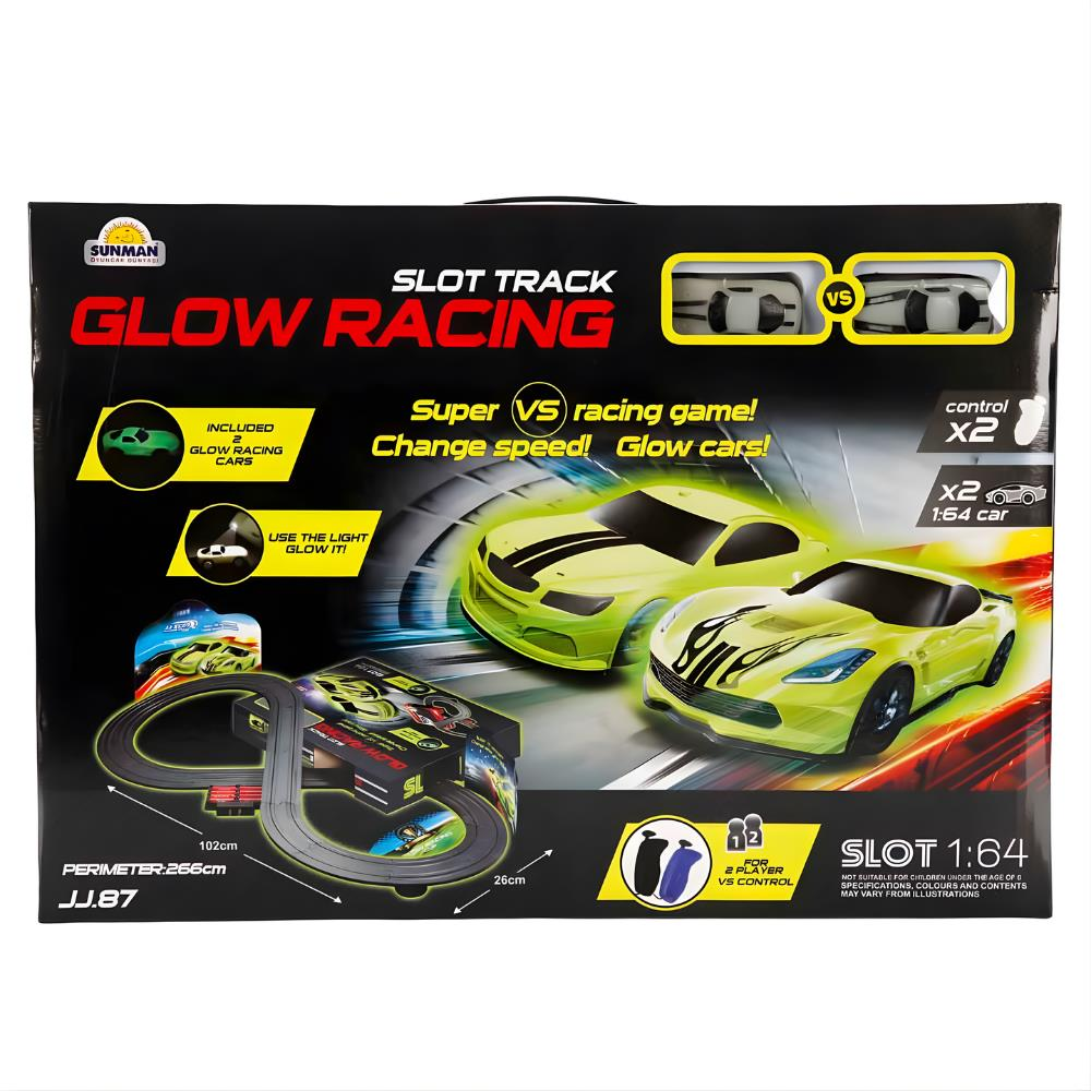 1:64 Slot Track Karanlıkta Parlayan Arabalı ve Kumandalı Yarış Pisti