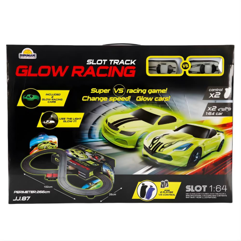 1:64 Slot Track Karanlıkta Parlayan Arabalı ve Kumandalı Yarış Pisti