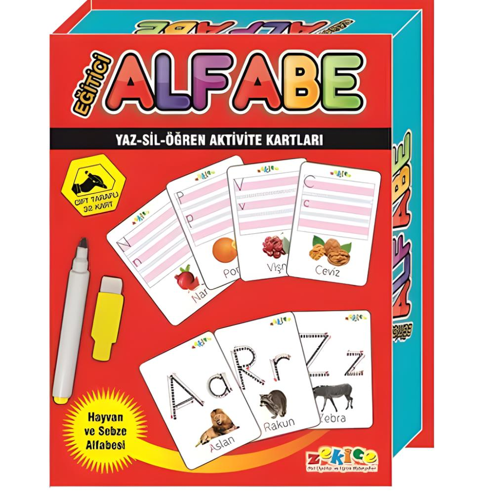 Eğitici Alfabe Yaz-Sil-Öğren Aktivite Kartları