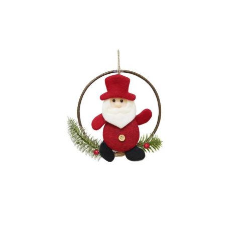 Yılbaşı Kapı Süsü Keçe Noel Baba Figürlü Asılabilir Dekoratif Süs 16 cm