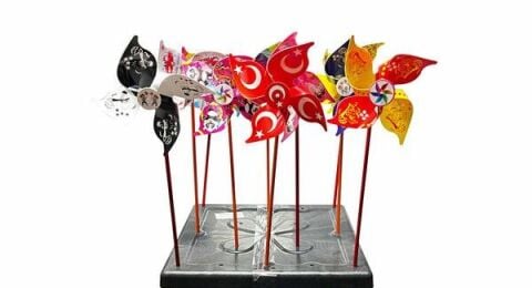 4 Kanat Türk Bayraklı Özel Tas. Rüzgar Gülü