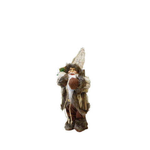Yılbaşı Dekoru Çuvallı Rustik Noel Baba Figürlü Süsleme Aksesuarı Kahverengi 30 cm