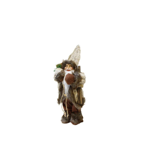 Yılbaşı Dekoru Çuvallı Rustik Noel Baba Figürlü Süsleme Aksesuarı Kahverengi 30 cm