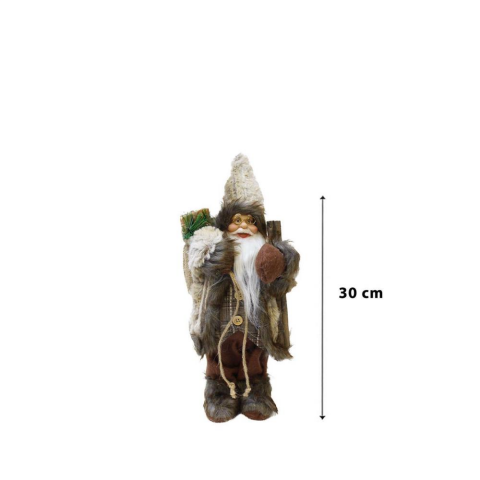Yılbaşı Dekoru Çuvallı Rustik Noel Baba Figürlü Süsleme Aksesuarı Kahverengi 30 cm
