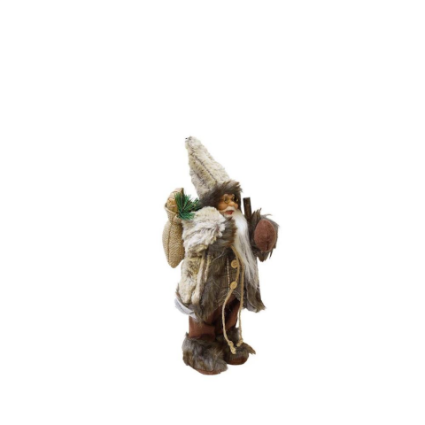Yılbaşı Dekoru Çuvallı Rustik Noel Baba Figürlü Süsleme Aksesuarı Kahverengi 30 cm
