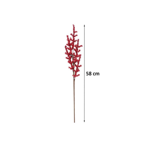 Yılbaşı Dekoru Minik Meyveli Kokina Berry Yapay Dal Kırmızı 58 cm