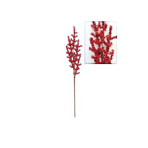 Yılbaşı Dekoru Minik Meyveli Kokina Berry Yapay Dal Kırmızı 58 cm