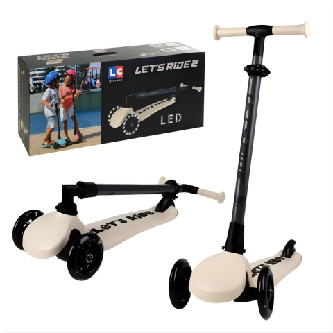 LC Let's Ride Two Işıklı Katlanabilir 3 Tekerlekli Scooter Bej