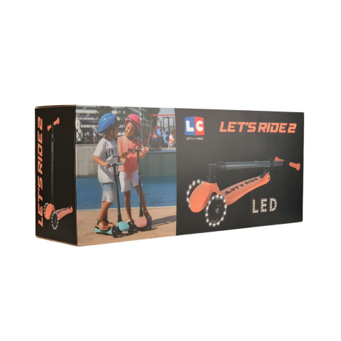 LC Let's Ride Two Işıklı Katlanabilir 3 Tekerlekli Scooter Somon