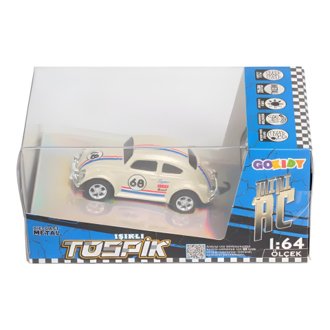 Gokidy Full Fonksiyon Şarj Edilebilir Led Işıklı Metal Mini Uzaktan Kumadanlı Araba 1:64 Ölçek - Beyaz
