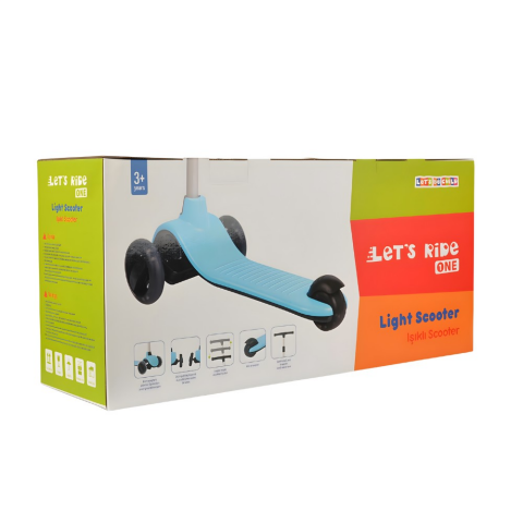Let's Ride Işıklı ve 3 Tekerlekli Mavi Çocuk Scooter Mavi
