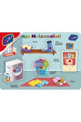 Ahşap Puzzle Yapboz - Banyo Malzemelerini Öğreniyorum