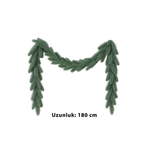 Yılbaşı Dekoru Çam Dalı Garland  – Kapı Duvar ve Masa Süsü Yeşil 180 cm