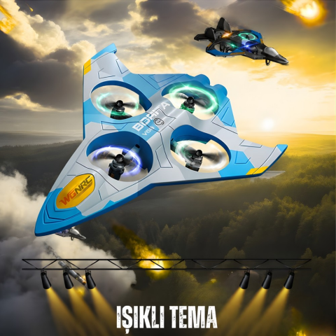 Uzaktan Kumandalı Jet Uçağı Drone Işıklı Şarjlı Takla Atabilen 360° Dönüş Yapabilen Otomatik Iniş Kalkış Hobi Drone