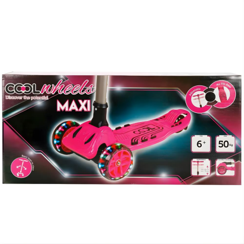 Cool Wheels 3 Tekerlekli Işıklı Maxi Scooter Pembe