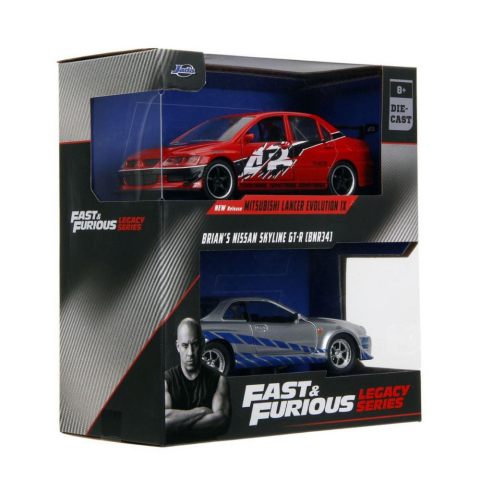 Hızlı & Öfkeli 2'li Paket, 2006 Mitsubishi Lancer Evo IX & Brian's 2002 Nissan Skyline GTR R34 Model Arabaları
