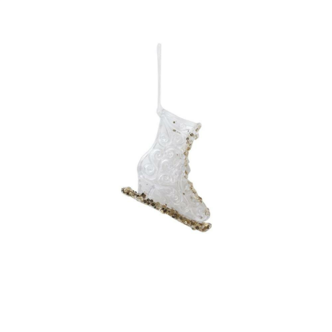 Yılbaşı Ağaç Süsü Altın Pul Detaylı 3D Şeffaf Buz Pateni Asılabilir Dekoratif Süs 10 cm