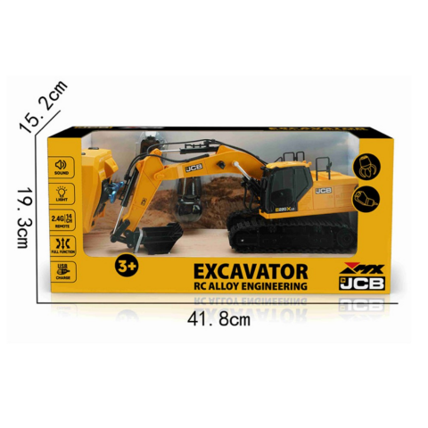 SH 2.4Ghz JCB Lisanslı 3'ü 1 Arada Uzaktan Kumandalı Ekskavatör Oyuncak Metal Kepçeli RC Ekskavatör