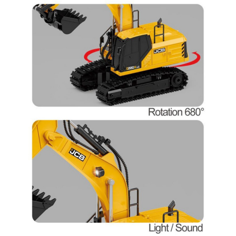 SH 2.4Ghz JCB Lisanslı 3'ü 1 Arada Uzaktan Kumandalı Ekskavatör Oyuncak Metal Kepçeli RC Ekskavatör