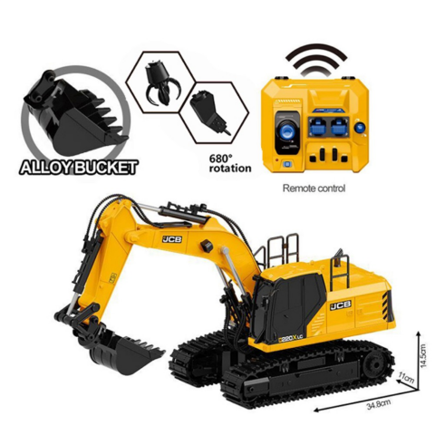 SH 2.4Ghz JCB Lisanslı 3'ü 1 Arada Uzaktan Kumandalı Ekskavatör Oyuncak Metal Kepçeli RC Ekskavatör